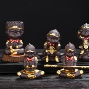 FUNOMOCYA Monkey Tea Pet Monkey Craft Monkey Ornaments Monkey Desktop Ornament Crafts Accessories Ceramics As Shown 7.5*4.5cm - product information 6