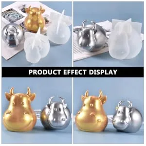 Anneome Resin Molds Cow Silicone Mold Cow Keychain Clear Epoxy Candy Molds Cow Shaped Cattle Shaped Mould Pendant Soap White 6.9X7.2CM - product information 4