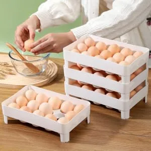 COOLHIYA Egg Storage Box Refrigerator Stackable Egg Tray Fridge Egg Holder Special Frame Household re-usable - product information 1