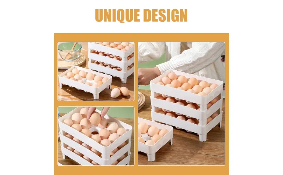 COOLHIYA Egg Storage Box Refrigerator Stackable Egg Tray Fridge Egg Holder Special Frame Household re-usable - product information 2