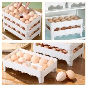 COOLHIYA Egg Storage Box Refrigerator Stackable Egg Tray Fridge Egg Holder Special Frame Household re-usable - product information 3