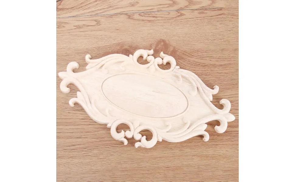 RORPOIR 1pc Unpainted Frames Decorative Appliques for Furniture Wood Onlays for Bed Flowers Carved - product information 2