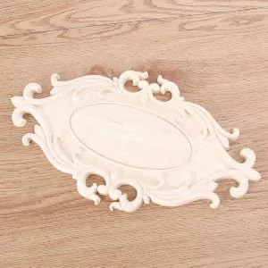 RORPOIR 1pc Unpainted Frames Decorative Appliques for Furniture Wood Onlays for Bed Flowers Carved - product information 3