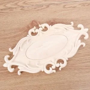 RORPOIR 1pc Unpainted Frames Decorative Appliques for Furniture Wood Onlays for Bed Flowers Carved - product information 4