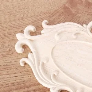 RORPOIR 1pc Unpainted Frames Decorative Appliques for Furniture Wood Onlays for Bed Flowers Carved - product information 5