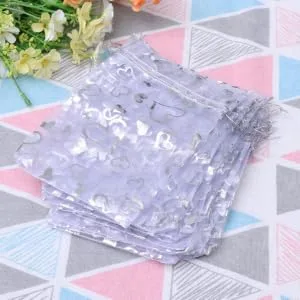 Anneome 100pcs Wedding Candy Pouch Mini Party Bags Packing Bag Bride Christmas Chocolate Candies 7X9cm Silver - product information 2