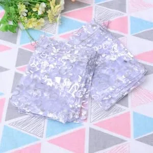 Anneome 100pcs Wedding Candy Pouch Mini Party Bags Packing Bag Bride Christmas Chocolate Candies 7X9cm Silver - product information 4