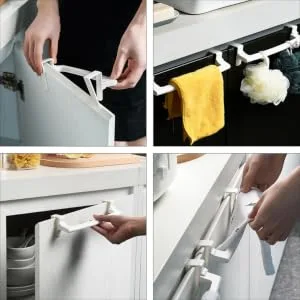 Hoement 3pcs Hook up Over The Door Hanger Towel Rack Clothes Rack Clip Hooks Door Storage Rack Abs White - product information 2