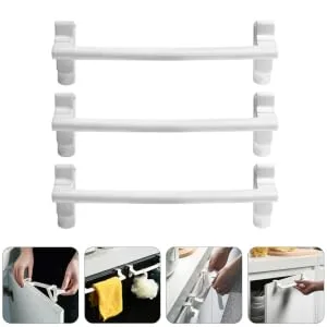 Hoement 3pcs Hook up Over The Door Hanger Towel Rack Clothes Rack Clip Hooks Door Storage Rack Abs White - product information 3
