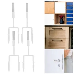 BUGUUYO 4pcs Storage Hooks Closet Hooks for Wall Kitchen Cabinet Coat Hook Door Hook No Punching 19X9X5CM White - product information 3