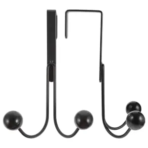 NAMOARLY 2pcs Double Hook Wall Mounted Clothes Rack Door Clothes Hangers Punch- Hook Back Door Nail 14x9cm Black - product information 1