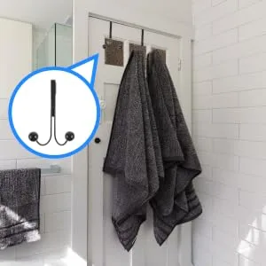 NAMOARLY 2pcs Double Hook Wall Mounted Clothes Rack Door Clothes Hangers Punch- Hook Back Door Nail 14x9cm Black - product information 5