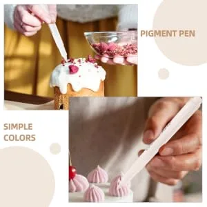 MOLUCKFU 4pcs Baking Pigment Pen Cakes Biscuits Coloring Pens Fondant Pen Cake Frosting Tool White Plastic - product information 5