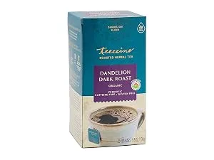 Teeccino Dandelion Tea Dark Roast Rich & Roasted Herbal Tea That s Caffeine Free & Prebiotic with Detoxifying Dandelion Root 25 Tea Bags - dark roast