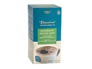 Teeccino Dandelion Tea Mocha Mint Rich & Roasted Herbal Tea That s Caffeine Free & Prebiotic with Dandelion Root 25 Tea Bags - Mocha Mint