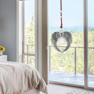 Anneome Crystal Pendant Vintage Home Decor Exquisite Tree Pendants Christmas Hanging Items Crystal Stone Car 39x6.5cm Dark Red - product information 3