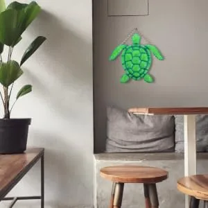HOOTNEE Wall Art Crafts Iron Crafts Adorn Iron Turtle Decor Room Decor 21x21cm Green - product information 1