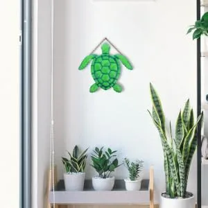 HOOTNEE Wall Art Crafts Iron Crafts Adorn Iron Turtle Decor Room Decor 21x21cm Green - product information 5