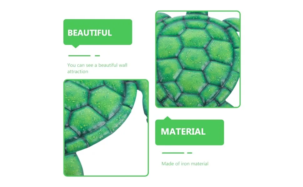 HOOTNEE Wall Art Crafts Iron Crafts Adorn Iron Turtle Decor Room Decor 21x21cm Green - product information 6