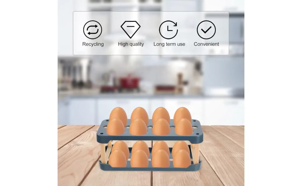 BUGUUYO Box Egg Carton Eggs Egg Holder Portable Drawers Food Refrigerator Egg Tray Shelf Side Door re-usable Blue 22.3X10.1X8.9CM - product information 2