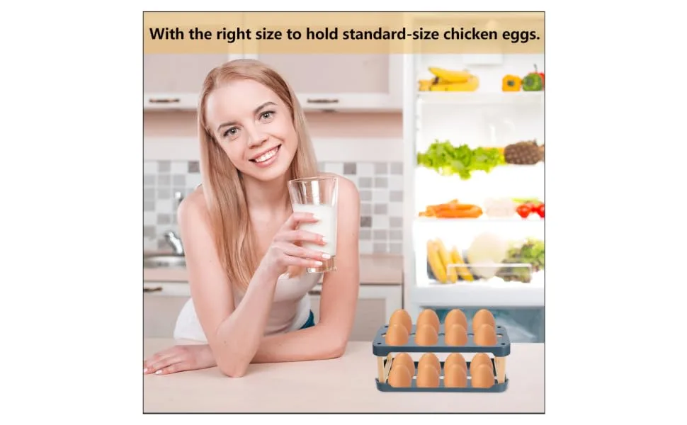 BUGUUYO Box Egg Carton Eggs Egg Holder Portable Drawers Food Refrigerator Egg Tray Shelf Side Door re-usable Blue 22.3X10.1X8.9CM - product information 4