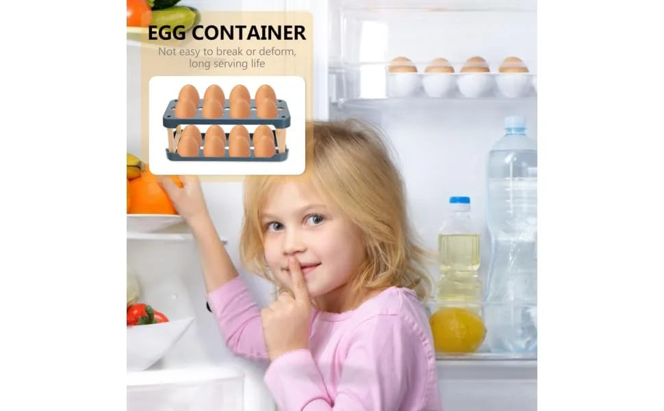 BUGUUYO Box Egg Carton Eggs Egg Holder Portable Drawers Food Refrigerator Egg Tray Shelf Side Door re-usable Blue 22.3X10.1X8.9CM - product information 5