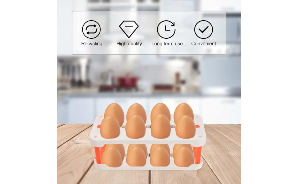 KOMBIUDA Box Egg Carton Eggs Deviled Egg Tray with Lid Kitchen Egg Container Side Door Refrigerator re-usable White 22.3X10.1X8.9CM - product information 4