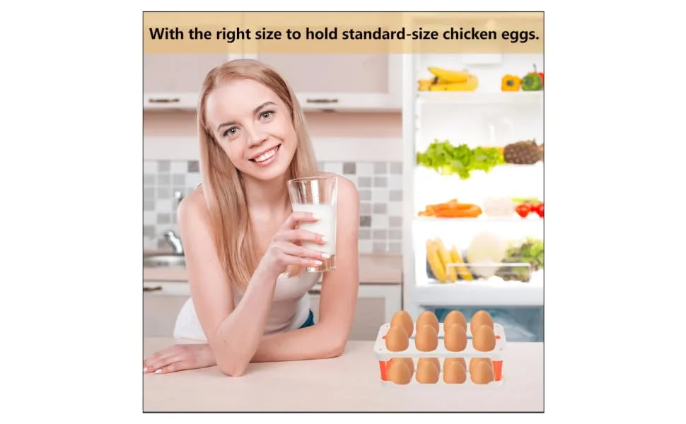 KOMBIUDA Box Egg Carton Eggs Deviled Egg Tray with Lid Kitchen Egg Container Side Door Refrigerator re-usable White 22.3X10.1X8.9CM - product information 6