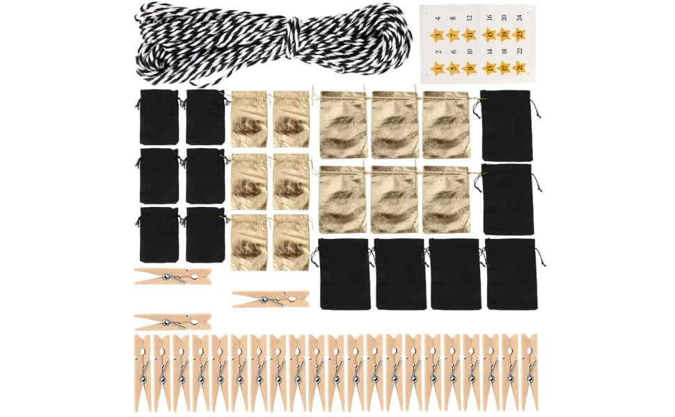 Hoement 1 Set Candy Bag Advent Calendar Advent Calendar Banner Child Christmas Storage Bag Cotton - product information 2