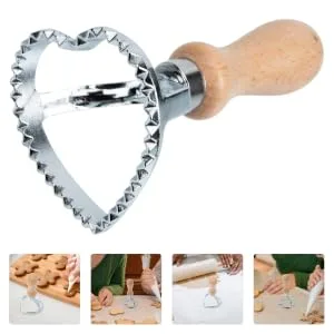 Mikinona Biscuit Mold Biscuits Heart Dumpling Maker Tool Pasta Cookie Stamp Baking Supplies Zinc Alloy Pastry 11x6.2cm As Shown - product information 2