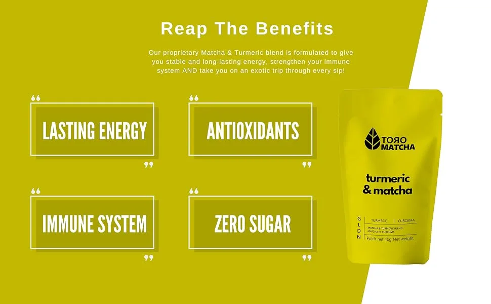 TORO Matcha Turmeric and Ginger Blend For Increased Immunity and Anti-inflammation Unflavoured 40g - TORO MATCHA