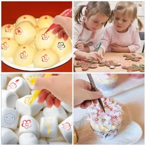FUNOMOCYA 6pcs Biscuits Decor Cake Boxes Portable Edible Pens Edible Pens for Cookie Edible Marker Plastic - product information 3
