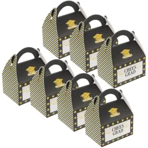 Gatuida 50pcs Box Graduation Season Candy Box Delicate Bag 11X8X6CM Black - product information 2