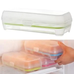 2pcs 10 Eggs Portable Refrigerator Clear Storage Bin with Lid Egg Holder Storage Box re-usable Green 24.5*10.5*7cm - product information 2