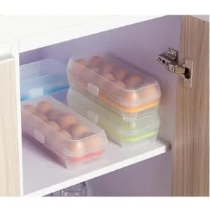 2pcs 10 Eggs Portable Refrigerator Clear Storage Bin with Lid Egg Holder Storage Box re-usable Green 24.5*10.5*7cm - product information 4