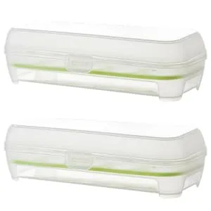 2pcs 10 Eggs Portable Refrigerator Clear Storage Bin with Lid Egg Holder Storage Box re-usable Green 24.5*10.5*7cm - product information 5