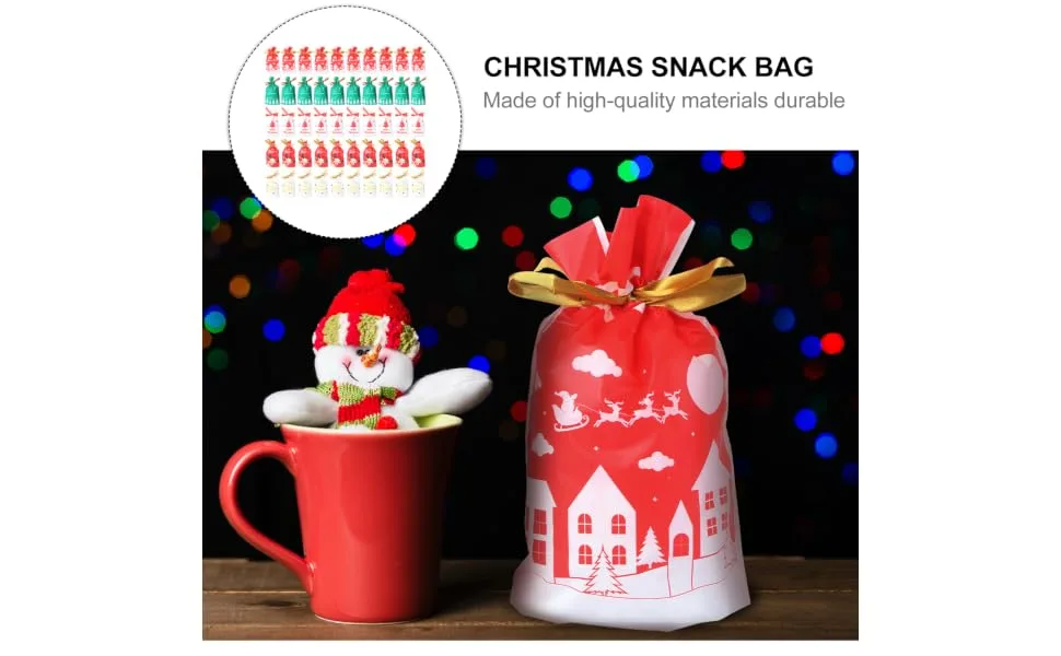 SEWOART 50pcs Christmas Drawstring Bag Bags Christmas Bundle Pocket Christmas Bag Food Storage Bag - product information 2