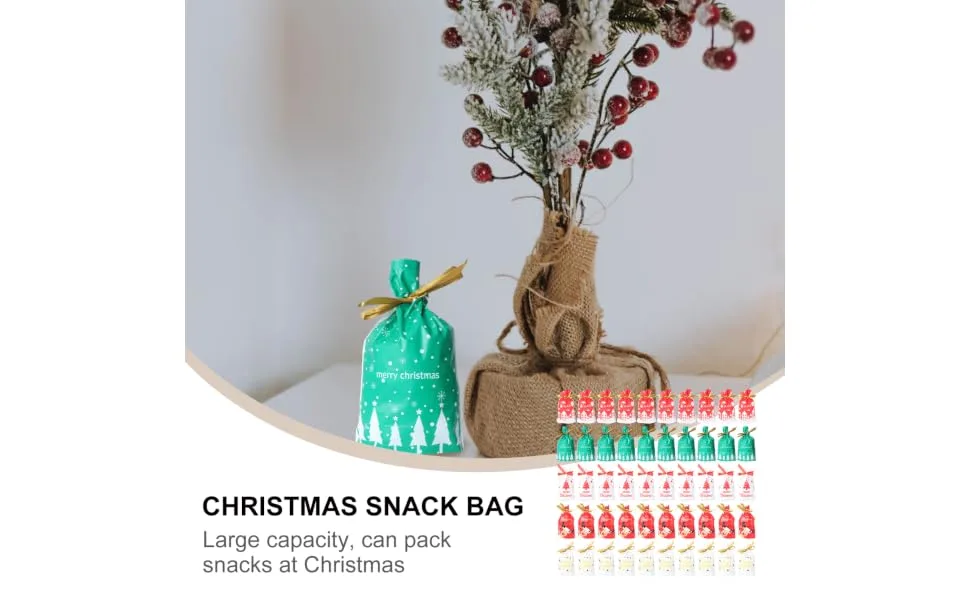 SEWOART 50pcs Christmas Drawstring Bag Bags Christmas Bundle Pocket Christmas Bag Food Storage Bag - product information 3