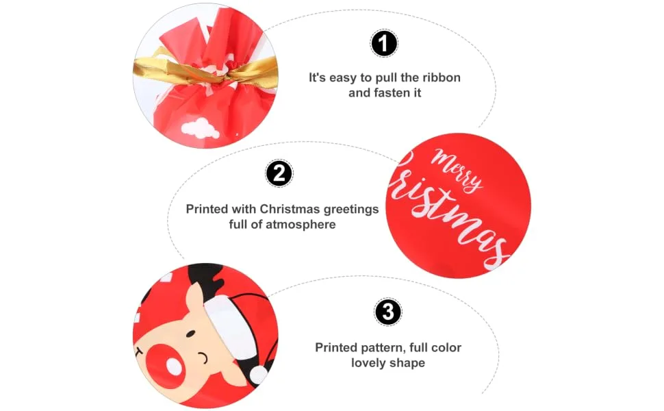 SEWOART 50pcs Christmas Drawstring Bag Bags Christmas Bundle Pocket Christmas Bag Food Storage Bag - product information 6