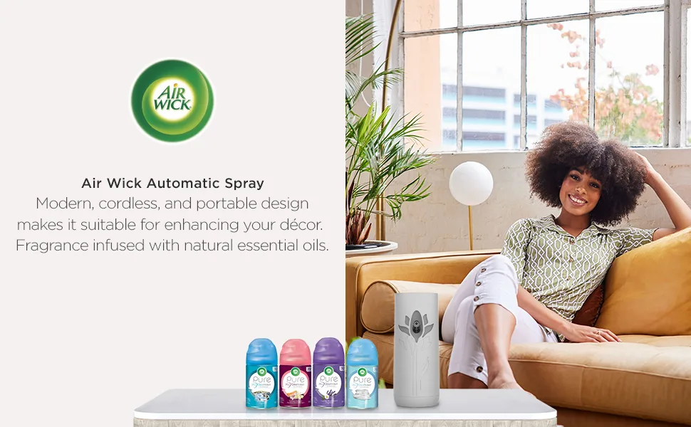 Air Wick Pure Freshmatic 2 Refills Automatic Spray, Fresh Waters, Air Freshener, Essential Oil, Odor Neutralization, Packaging May Vary, 5.89 Ounce - Suitable for enhancing your décor. Infused with natural essential oils.