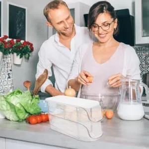Hoement 2pcs Egg Storage Box Fridge Eggs Egg Dispenser for Refrigerator Egg Organizer Household Pack - product information 2