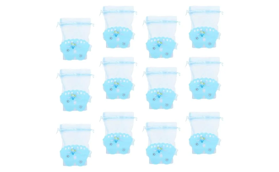 BUTIFULSIC 12pcs Candy Bag Baby Products Packing Pouch Linen Wrappers Bag European Style Bride 7.5X4.5X13 Blue - product information 1