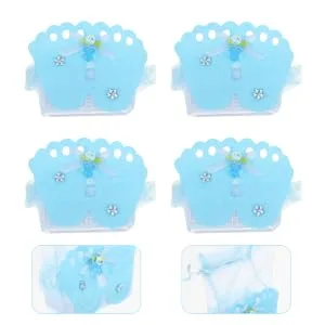BUTIFULSIC 12pcs Candy Bag Baby Products Packing Pouch Linen Wrappers Bag European Style Bride 7.5X4.5X13 Blue - product information 4