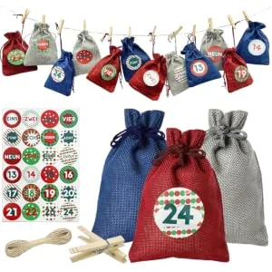 1 Set Christmas Bag DIY Advent Calendar Packing Bag Christmas Countdown Bags Candy Flax Bunting - product information 1