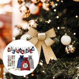 1 Set Christmas Bag DIY Advent Calendar Packing Bag Christmas Countdown Bags Candy Flax Bunting - product information 4
