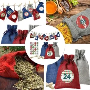 1 Set Christmas Bag DIY Advent Calendar Packing Bag Christmas Countdown Bags Candy Flax Bunting - product information 5