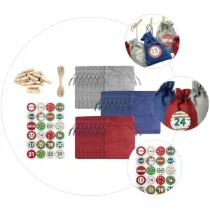 1 Set Christmas Bag DIY Advent Calendar Packing Bag Christmas Countdown Bags Candy Flax Bunting - product information 6
