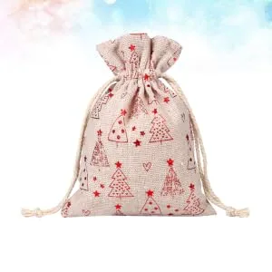 SEWOART 30pcs Burlap Bags Drawstring Bag Beam Port Christmas Bag - product information 6