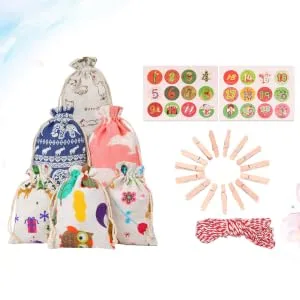 RORPOIR 51pcs Christmas Countdown Calendar Christmas Calendar Pouch Christmas Hanging Halloween Burlap Bag - product information 3