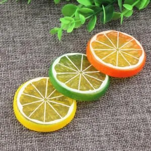 Levemolo 30pcs Mini Lemon Slices Yellow Lemon Slices Teeth Holder Toys Fruit Plastic Fake - product information 5